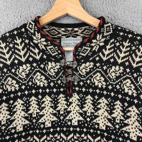 Vintage Nomadic Traders Nordic Wool Sweater With Reindeer & Pine Design S - Picture 3 of 9